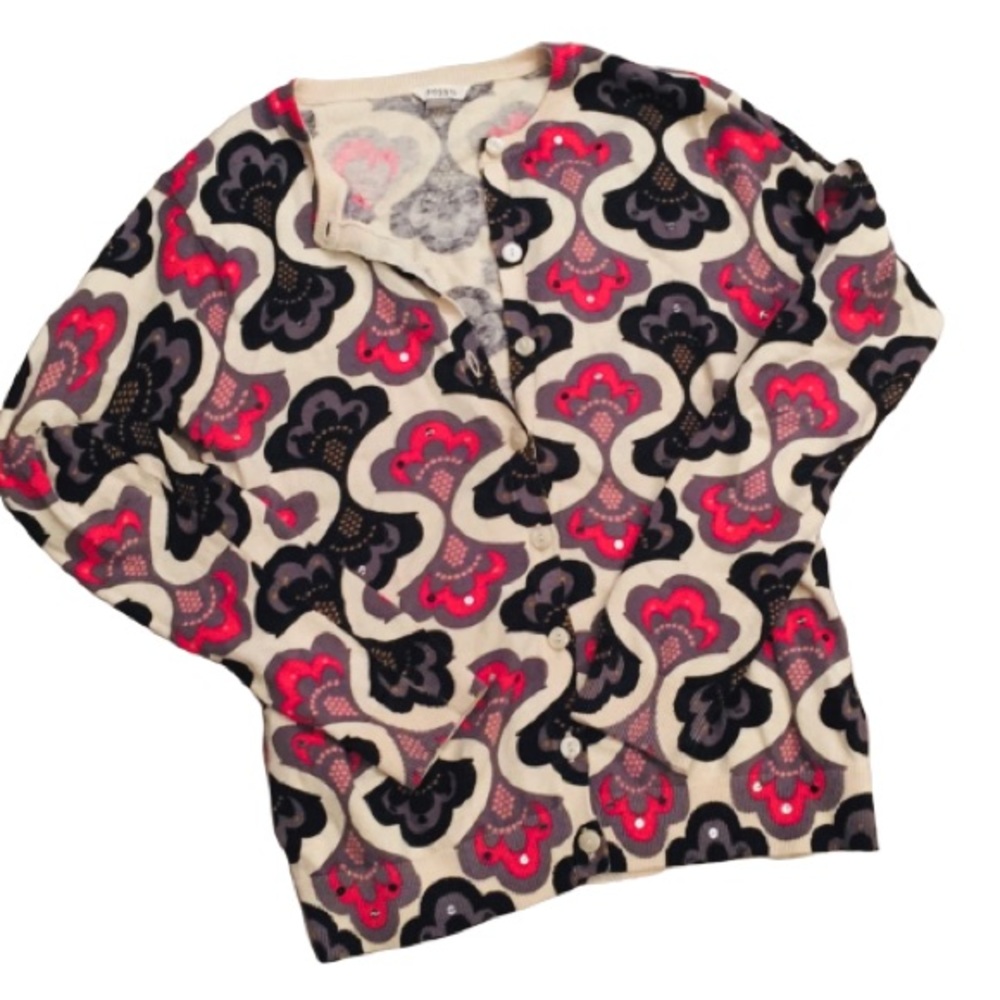 Fossil Abstract Cardigan With Buttons Small